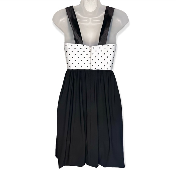 Jessica McClintock Gunne Sax Satin Polka Dot Pleated Bow Party Dress Size 3 - Picture 4 of 7